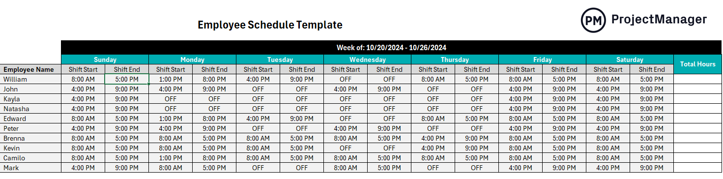 Employee Schedule Template